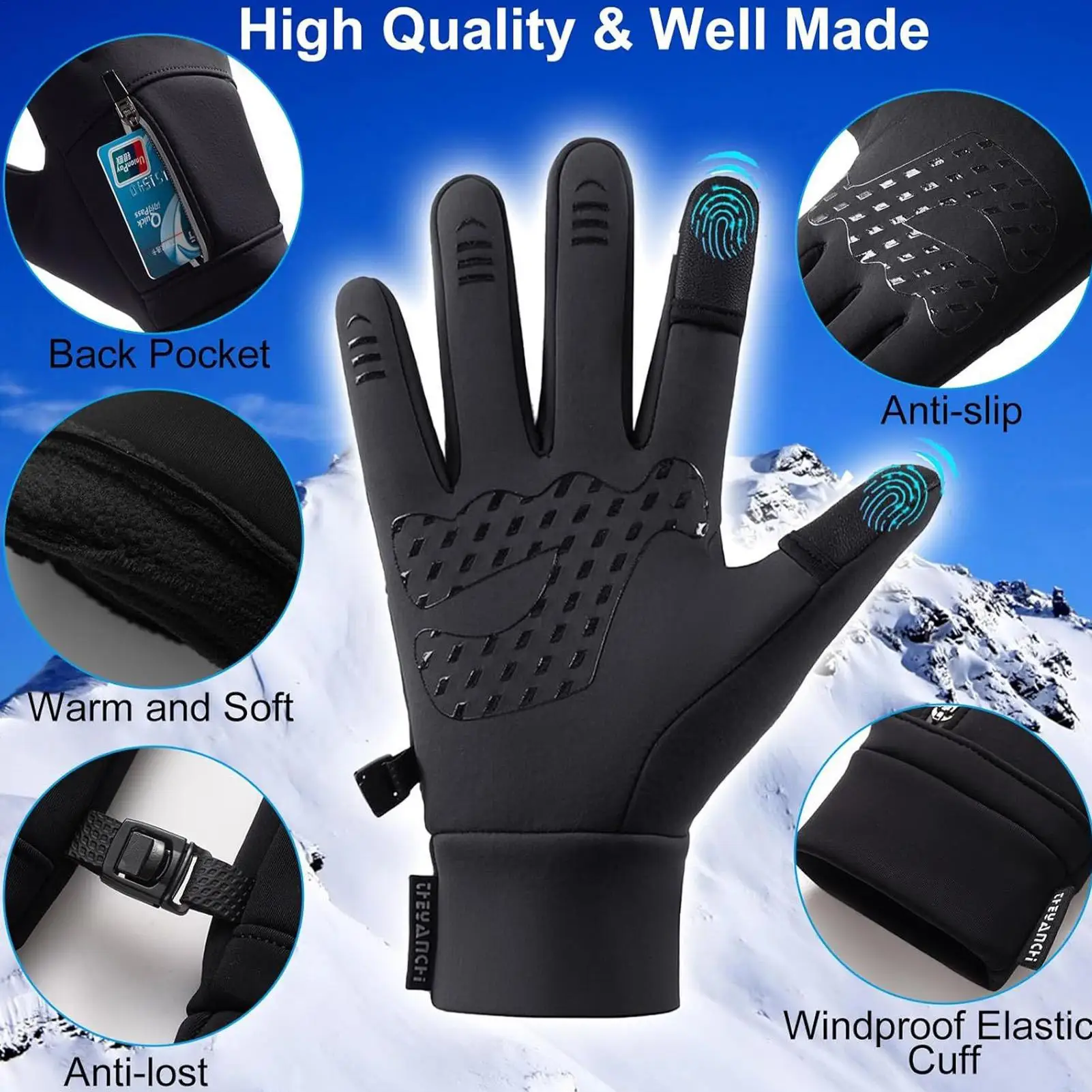 USB Heated Gloves 3 Heating Levels & Waterproof Electric Hand Warmers For Winter Work, Cycling, Motorcycle & Skiing