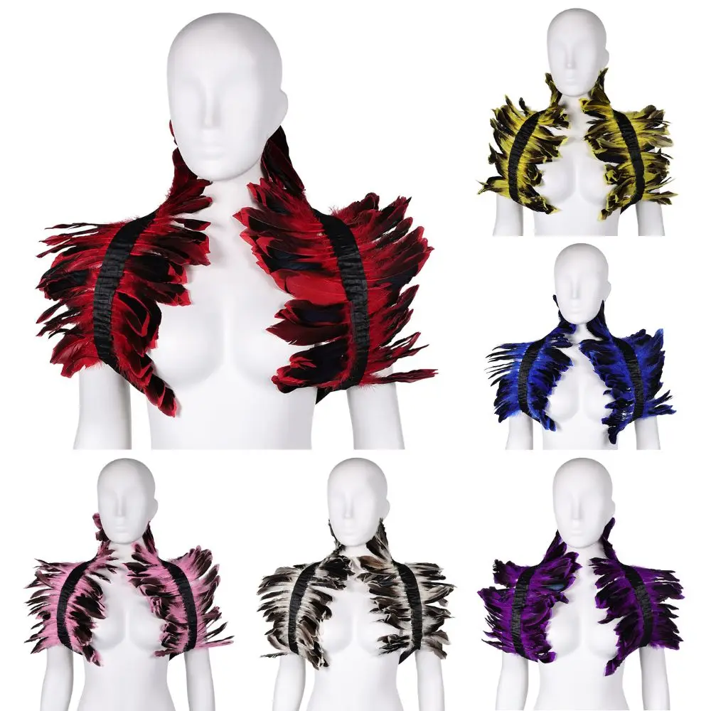 

Feather Shrug Shawl for Womens Fantasy Cosplay Gothic Punk Feather Cape Natural Feather Shrugs Shawl Halloween Costume Props