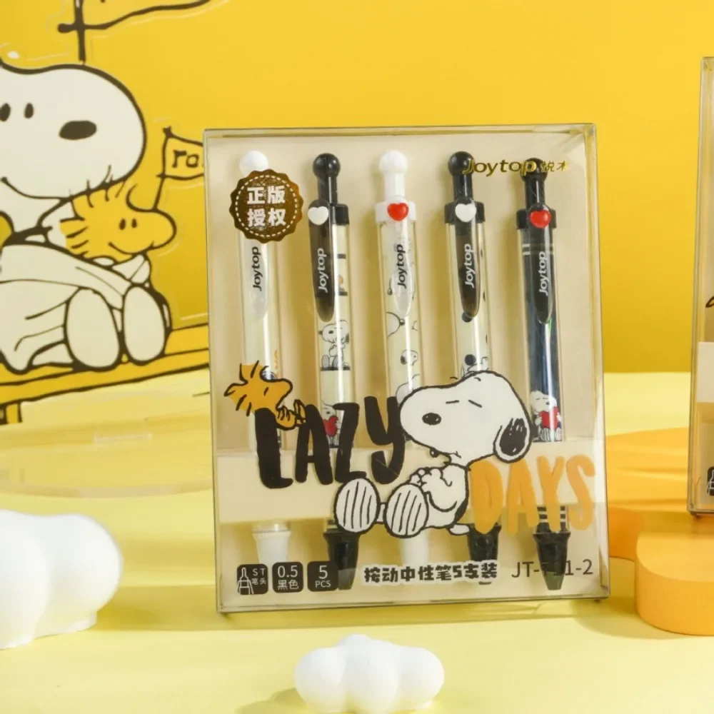 

5pcs/set Anime Peripheral Kawaii Cute Snoopy Cartoon ST Black The 0.5 Mm Diary Examination Gel Pen Pupil Stationery Gift