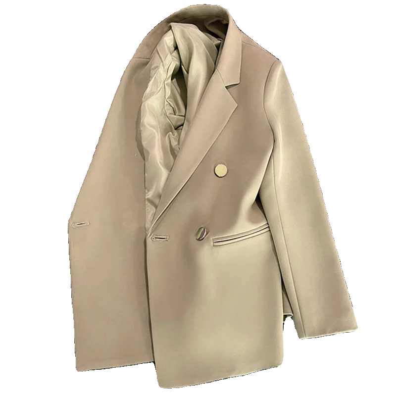 Abito da donna a taglio dritto Street Sle Jaet Casual Faion Cappotto doppio petto lungo in tessuto poliestere sottile