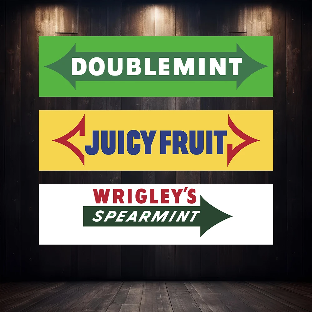 60X240cm W-Wrigley goma de mascar Logo Banner divertido poliéster estampado garaje pared arte decoración al aire libre publicidad