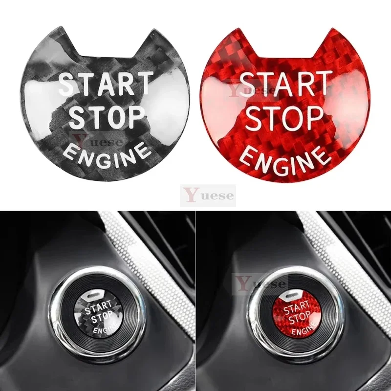 For Nissan Altima Maxima Pathfinder Titan For Infiniti Q50 Q60 QX60 Carbon Fiber Car Engine Start Stop Push Button Cover