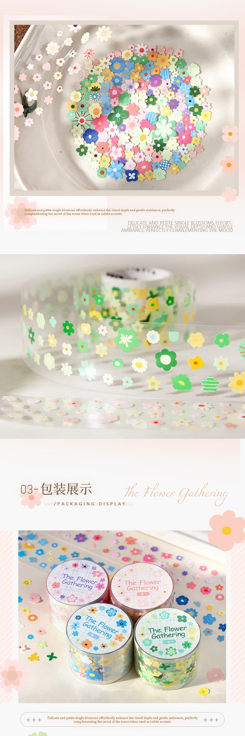 1–4 Rollen Washi-Tapes mit minimalistischem Blumenmotiv, Scrapbooking-Aufkleber, Material, perfekt für Journaling, DIY-Scrapbooking-Zubehör – Detail 6