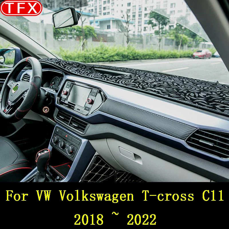 

Flannel Car Dashboard Cover Mat For Vw Volkswagen T-Cross T Cross C11 2018-2022 Dash Board Pad Carpet Sun Shade Rug Accessories