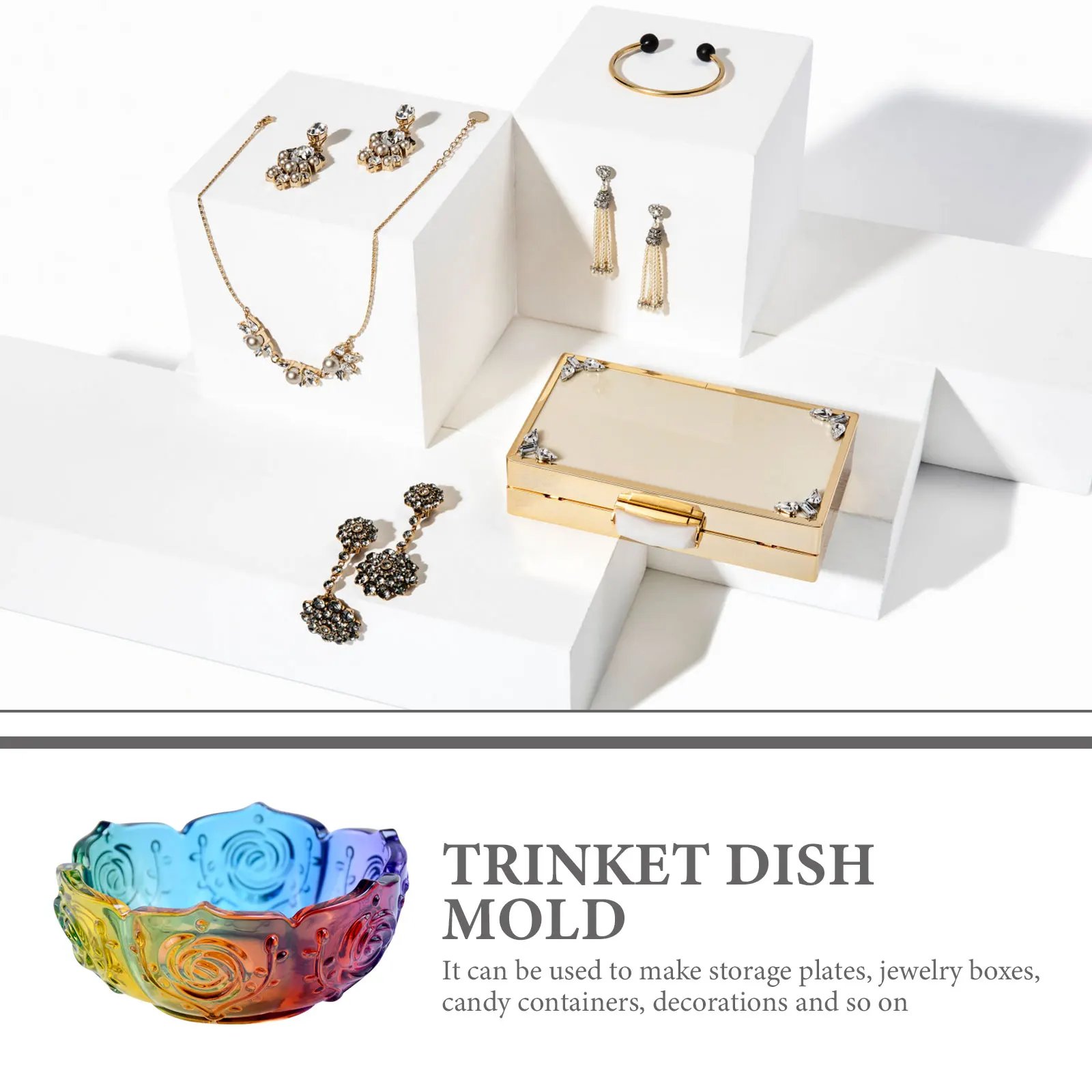 

Crystal Epoxy Resin Bowl Mold Tealight Holder Trinket Dish Casting Silicone DIY Jewelry Organizer Plate Craft Molds