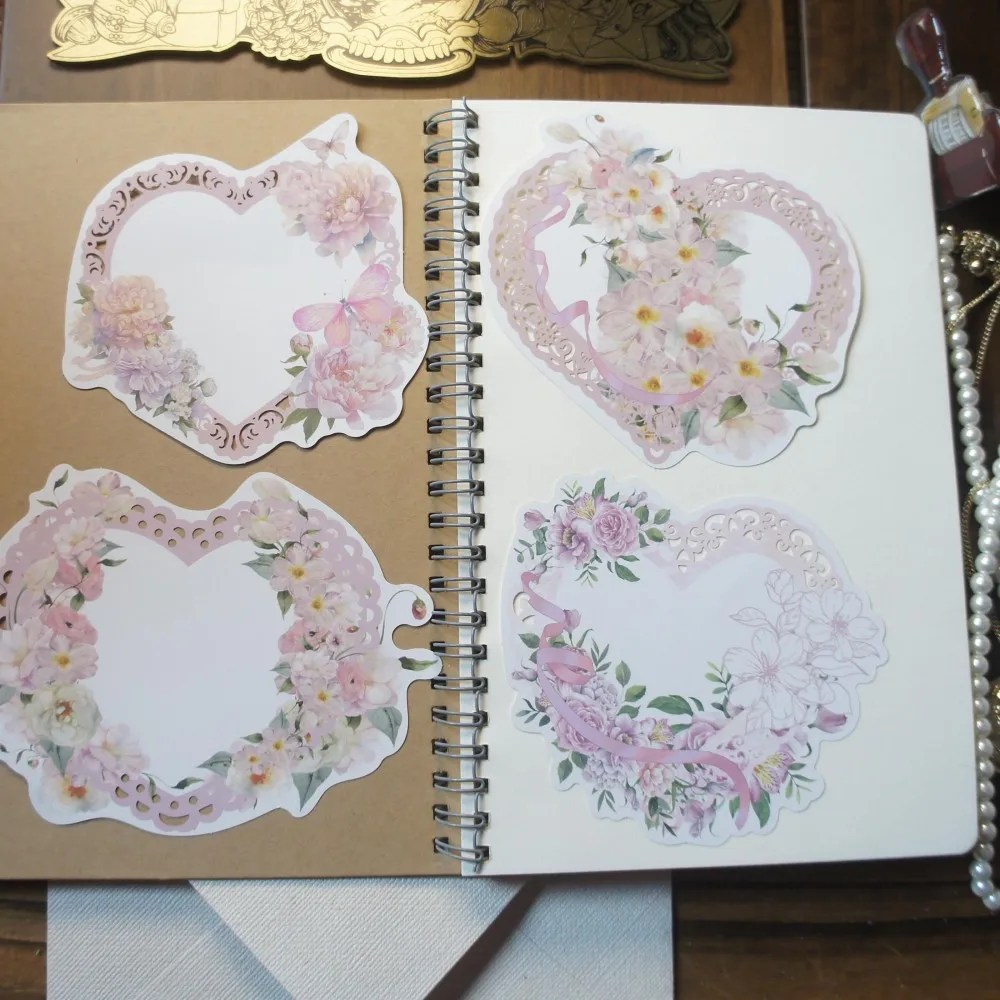 

10pcs Flower Butter Wreath Border Style As Background Card Paper Set Gift Scrapbooking Decoration Use