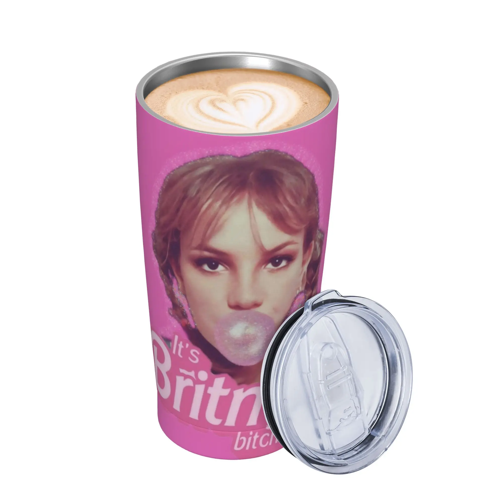 Singer Britney Spears Insulated Tumbler with Lid  Vacuum Thermal Mug Outdoor Travel Hot Cold Drinks Cups 20oz