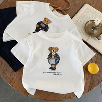 Children T-shirt 2025 with Added Sugar Summer New Product for Boys Girls Cartoon Teddy Bear Short Sleeved T Baby Cute Pattern
