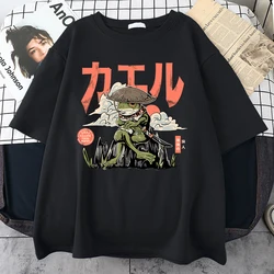 最後のカエル侍コットンTシャツエッセンシャル快適なTシャツ特大半袖Tシャツ原宿TシャツTシャツ