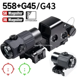 Eot**h 558 G43 Magnifier Holographic Sight Scope Folding Side Flip G45 5X Magnifiers for 558 556 553 Tactical Reflex Riflescope