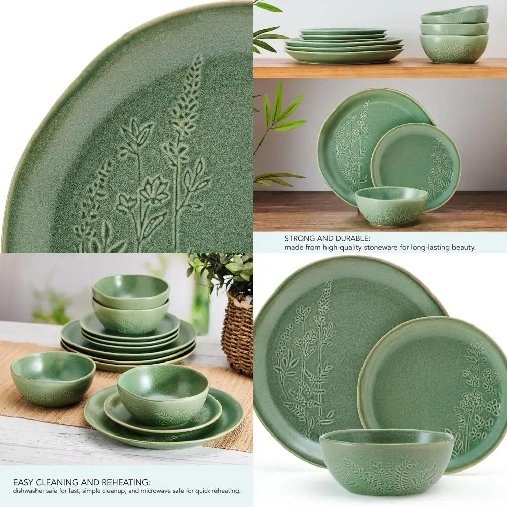 

Зеленый набор столовой посуды из 12 предметов, коллекция Carrie