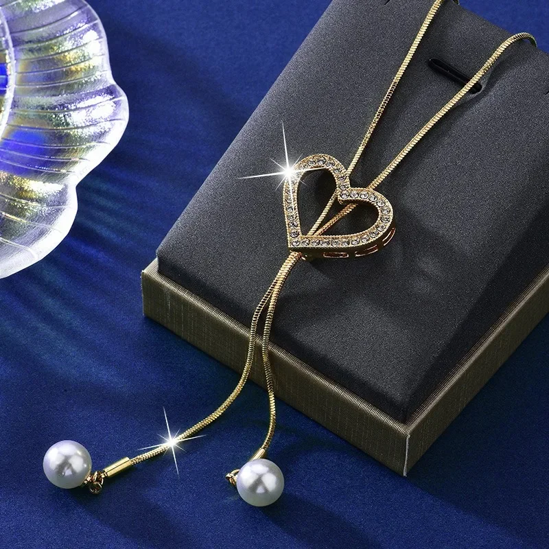 

Высококачественные и элегантные ожерелья и цепочки для одежды, цепочки для женских свитеров с кисточками в форме сердца, модные ожерелья для одежды