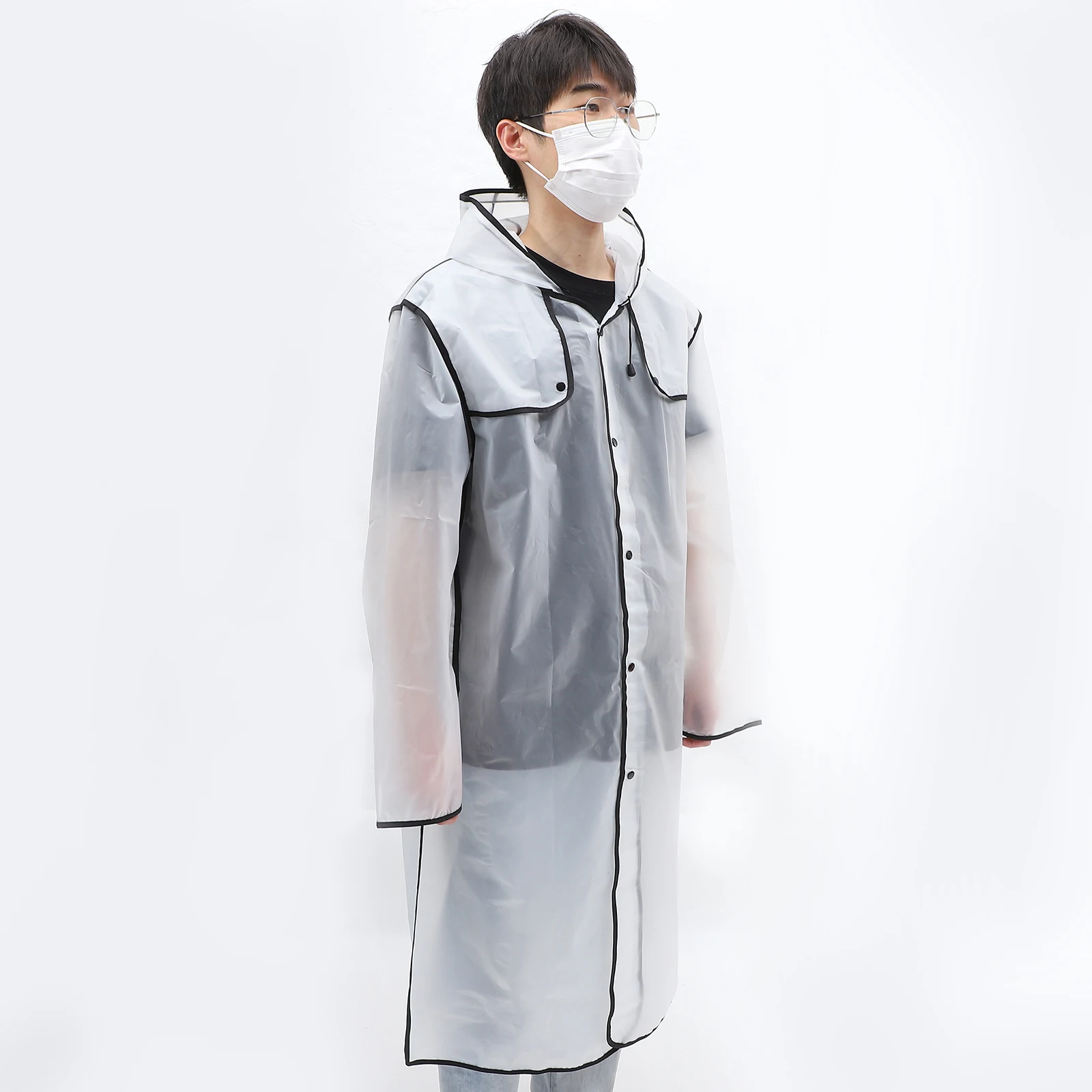 

Black Slicker Hooded Lightweight Black Slicker Waterproof Mid-Long Rainwear Mid Long Rainwear for Women Easy