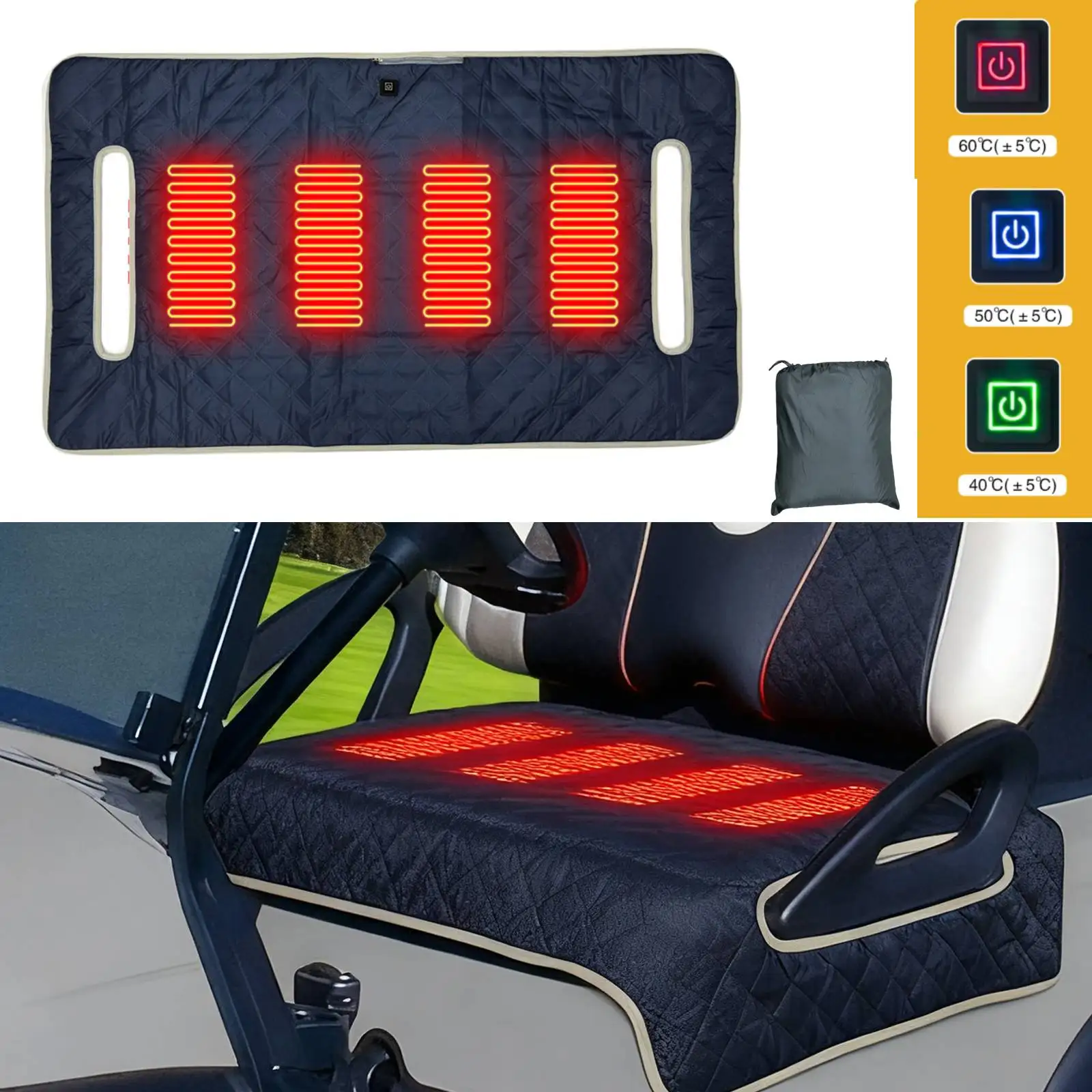 

Golf Cart Seat Blanket Waterproof Heated Seat Cushion Travel Sports Cart Seat Cushion Cover Golf Gifts for Men Golf Lover