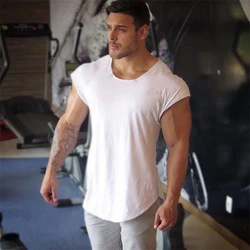 Plain Fitness Clothing Mens Casual Hip Hop Cotton Vests Slim Fit Sleeveless Breathable Shirts Gym Bodybuilding Muscle Singlets