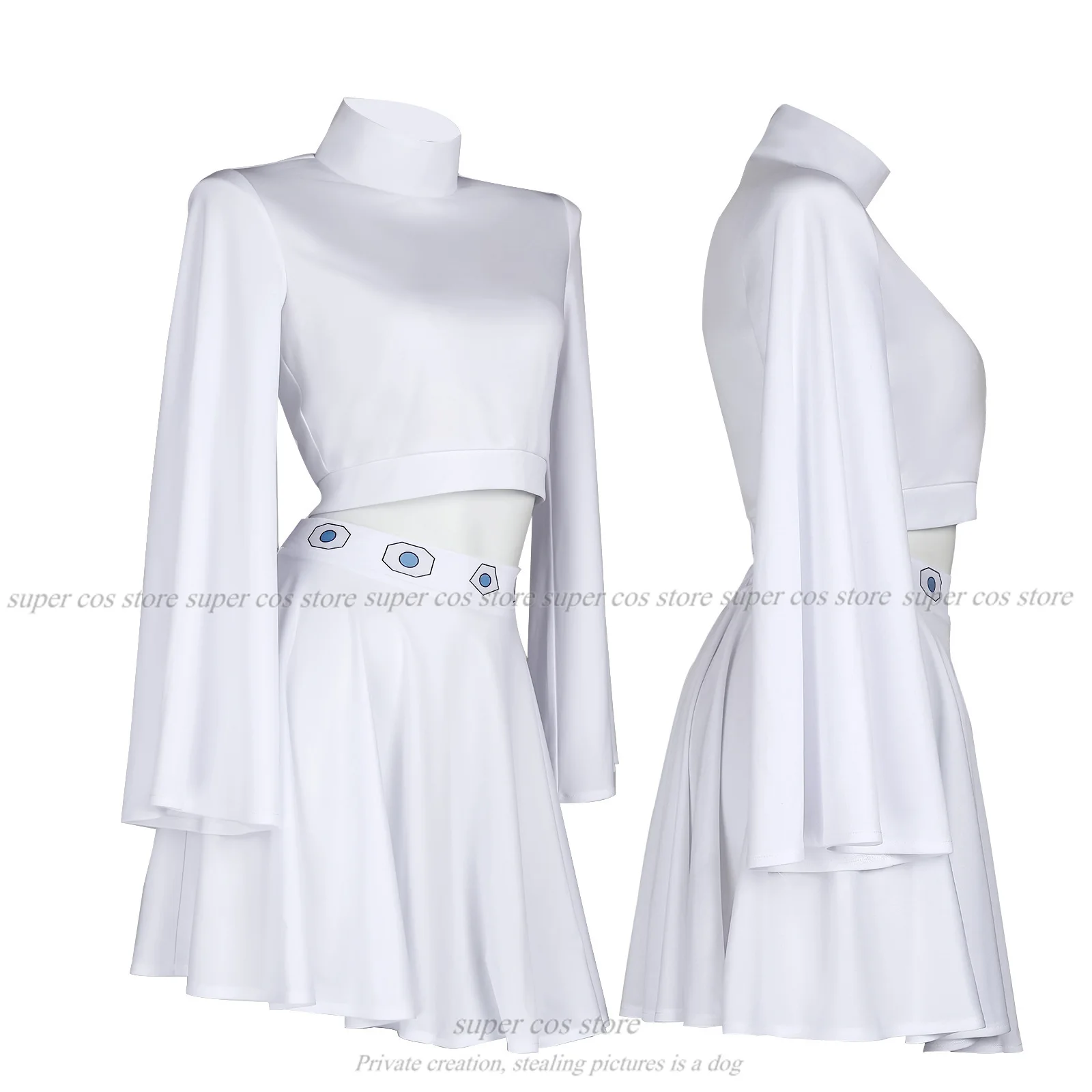 Movie Leia Slave Cosplay Costume Outfits White Dress Set Princess Leia Crop Top and Mini Skirt Costumes Samurai Clothes