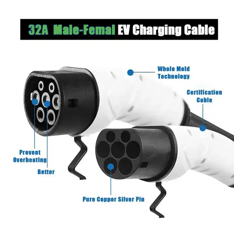 Type2 고속 AC 전기 자동차 충전 케이블 32A 3 상 유형 2-유형 2 EV 충전 케이블 32 A 22 KW UK 32Amp 22KW