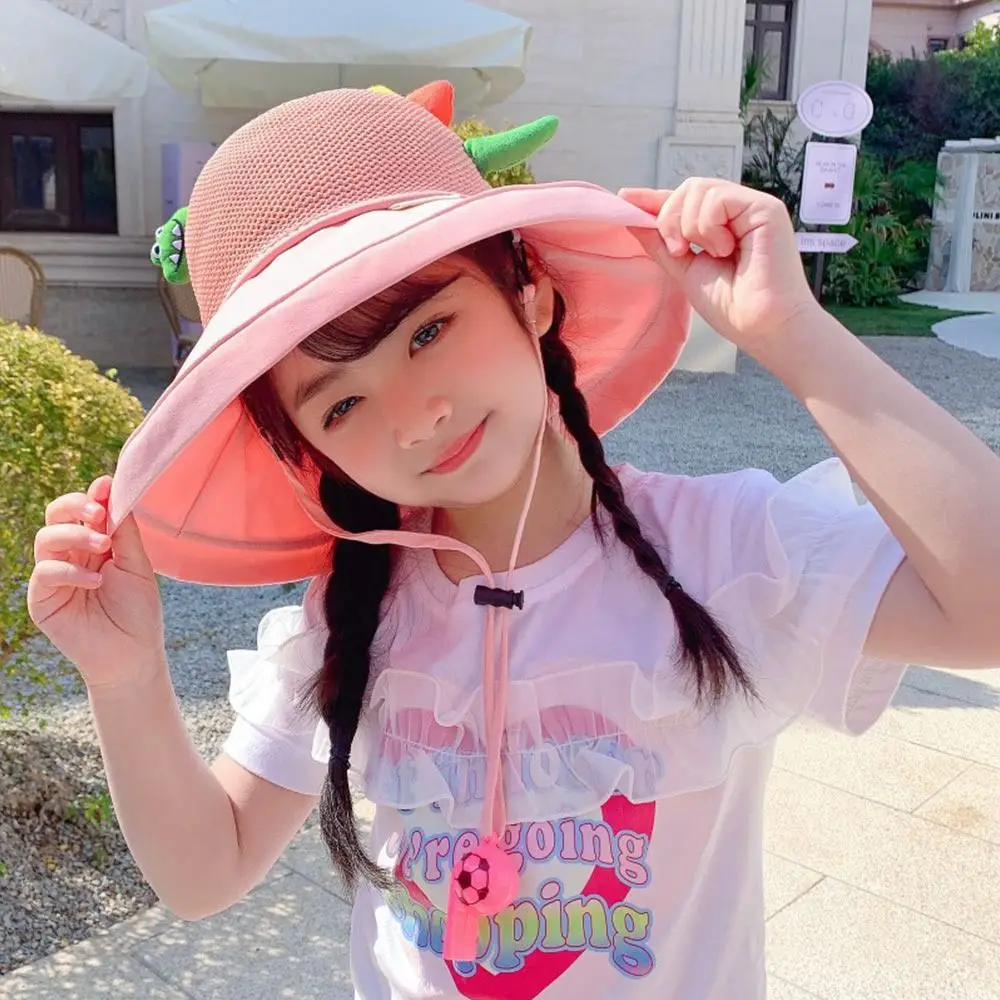 

Детская панама со свистком на открытом воздухе, защита от ультрафиолета, милая солнцезащитная кепка, дышащая пляжная кепка с героями мультфильмов для маленьких девочек и мальчиков