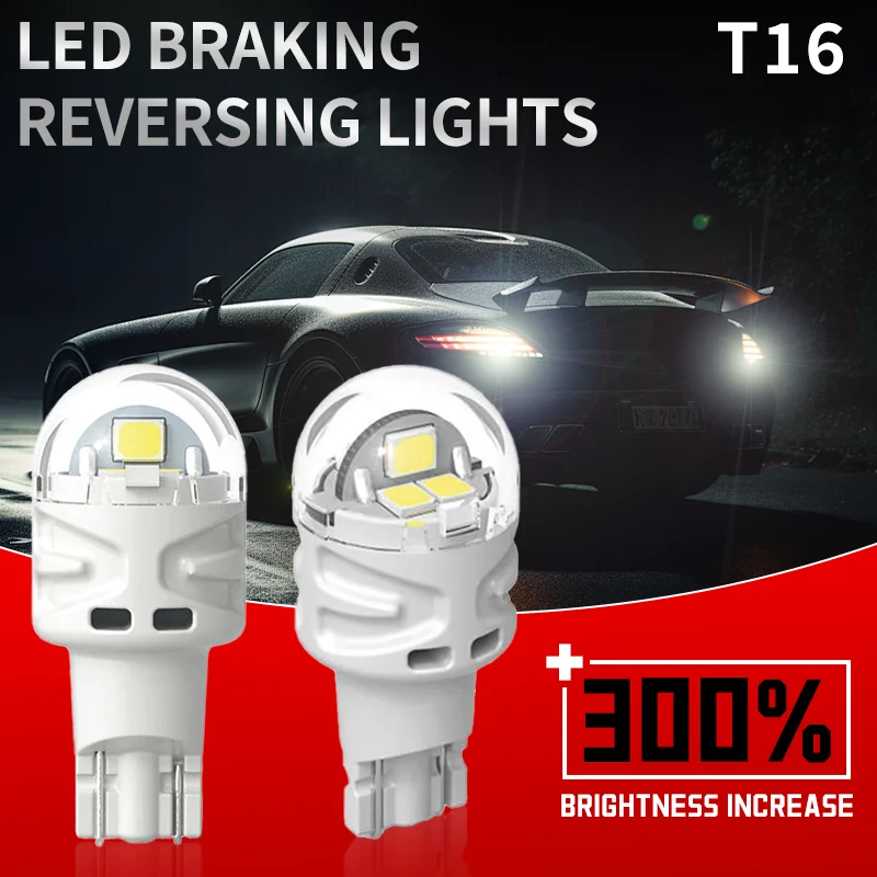 

2PCS T15 Car Signal Lamp W16W LED 921 912 Bulb 12V Tail Lamp Led Auto Reversing Lights White 6500K Car Accessories Universal 12V