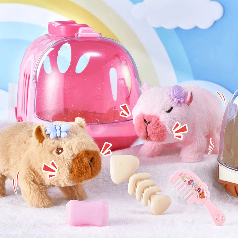 Animale di peluche capibara elettrico che cammina e abbaia Adorabile design capibara, sorpresa di compleanno unica e carina