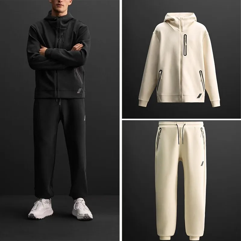 

Tech Fabric Hoodie And Running Pants Set for Men Spring Summer Autumn Winter Long Sve Casual Sportswear Ensemble