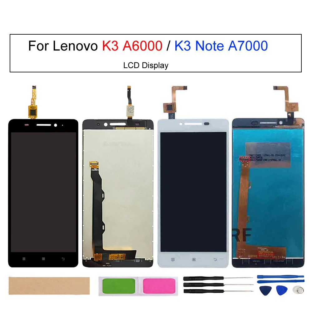 LCD Display+Touch Screen Digitizer Assembly For Lenovo A7000,A6000,K3 Note,K30-t,K50a40,K50-t5, K50-t3s LCD Display