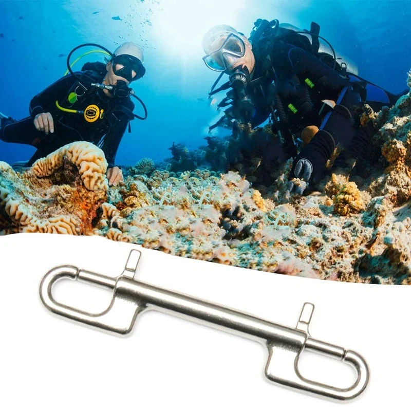 2X Diving Hook Stainless Steel Double Ended Bolt Snap Hook For Scuba Diving Pet Leash Camera Strap Keychain Hammock