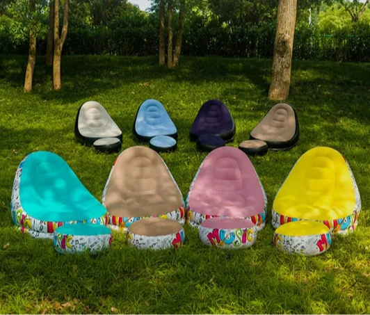 Outdoor inflatable sofa chair, portable camping, internet celebrity, thick flocking, lazy sofa bedroom home, leisure folding bed