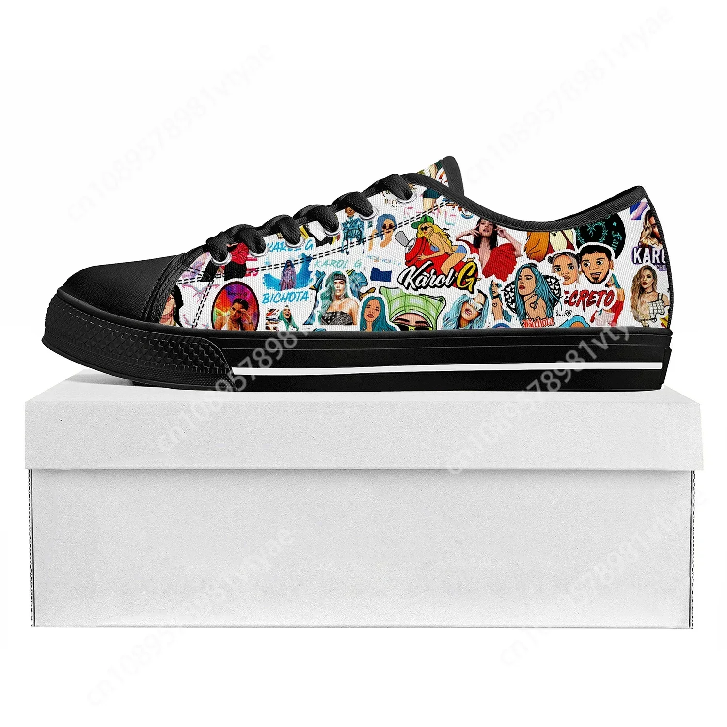 Karol G Singer Printed Low Top High Quality Sneakers Mens Womens Teenager Canvas Sneaker Casual Couple Shoes Custom Made Shoe