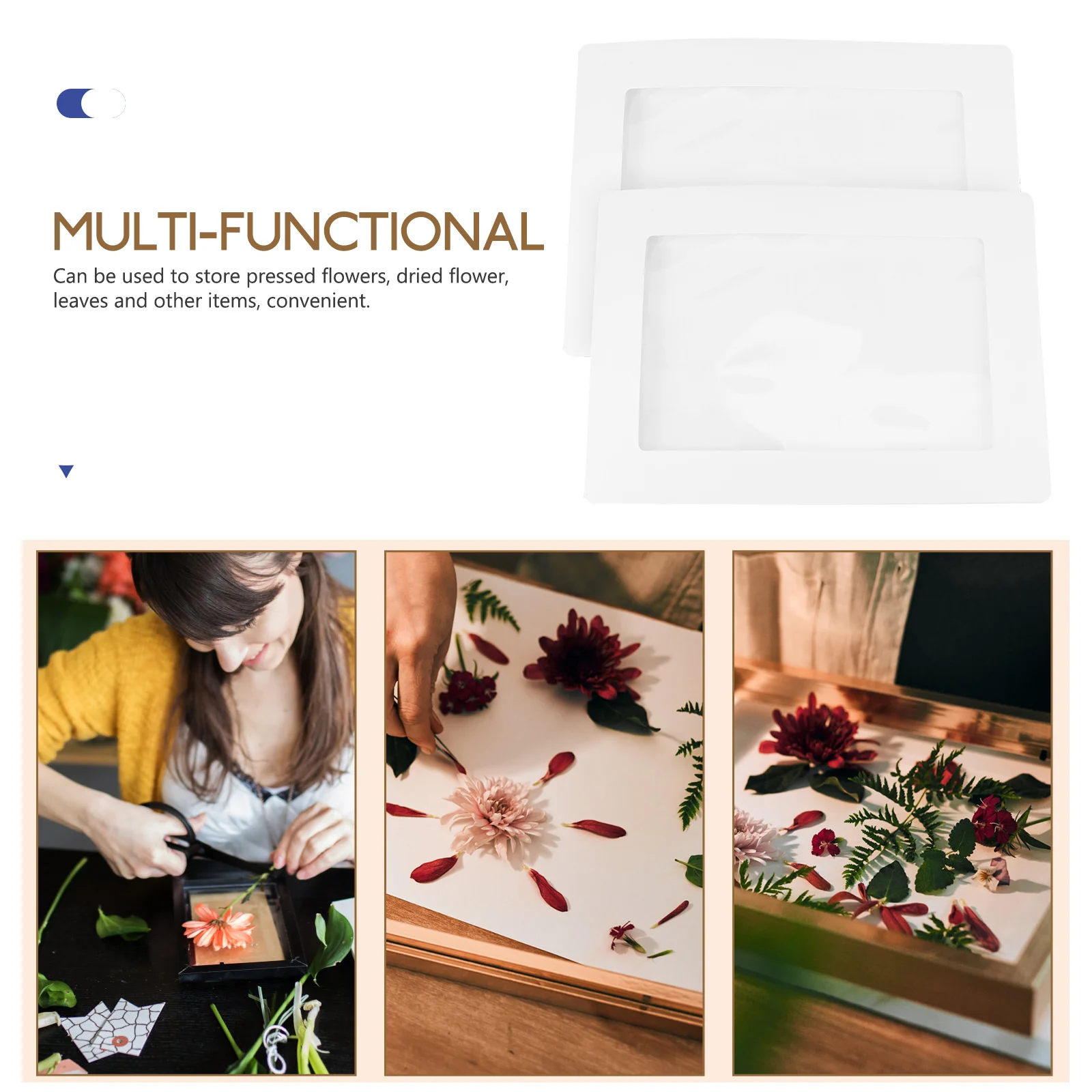 

2pcs Flower Pressing Bags Plant Leaf Pressing Storage Pouches Easy Carry Multi-Functional Transparent Covers Embossing Tool Kit