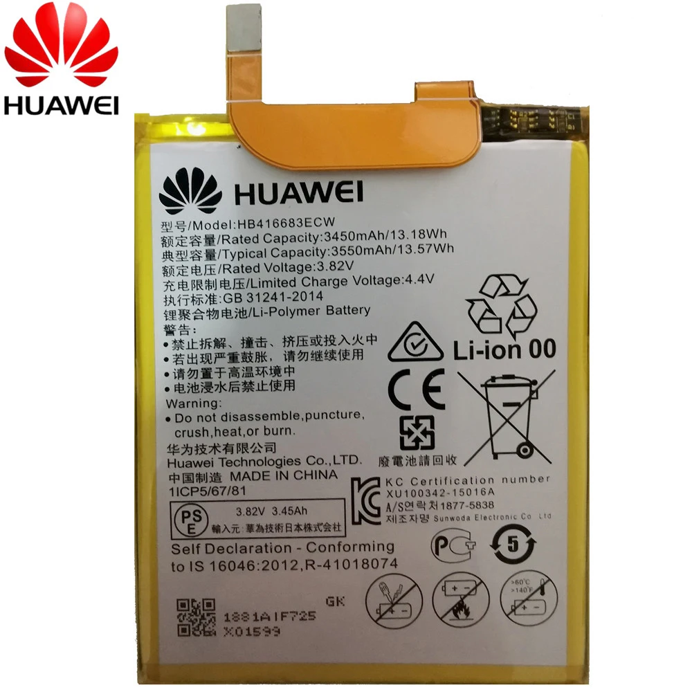 2023 Years Original New HB416683ECW Real 3450mAh Battery for Huawei Google Ascend Nexus 6P H1511 H1512 Battery+Tools+Stickers