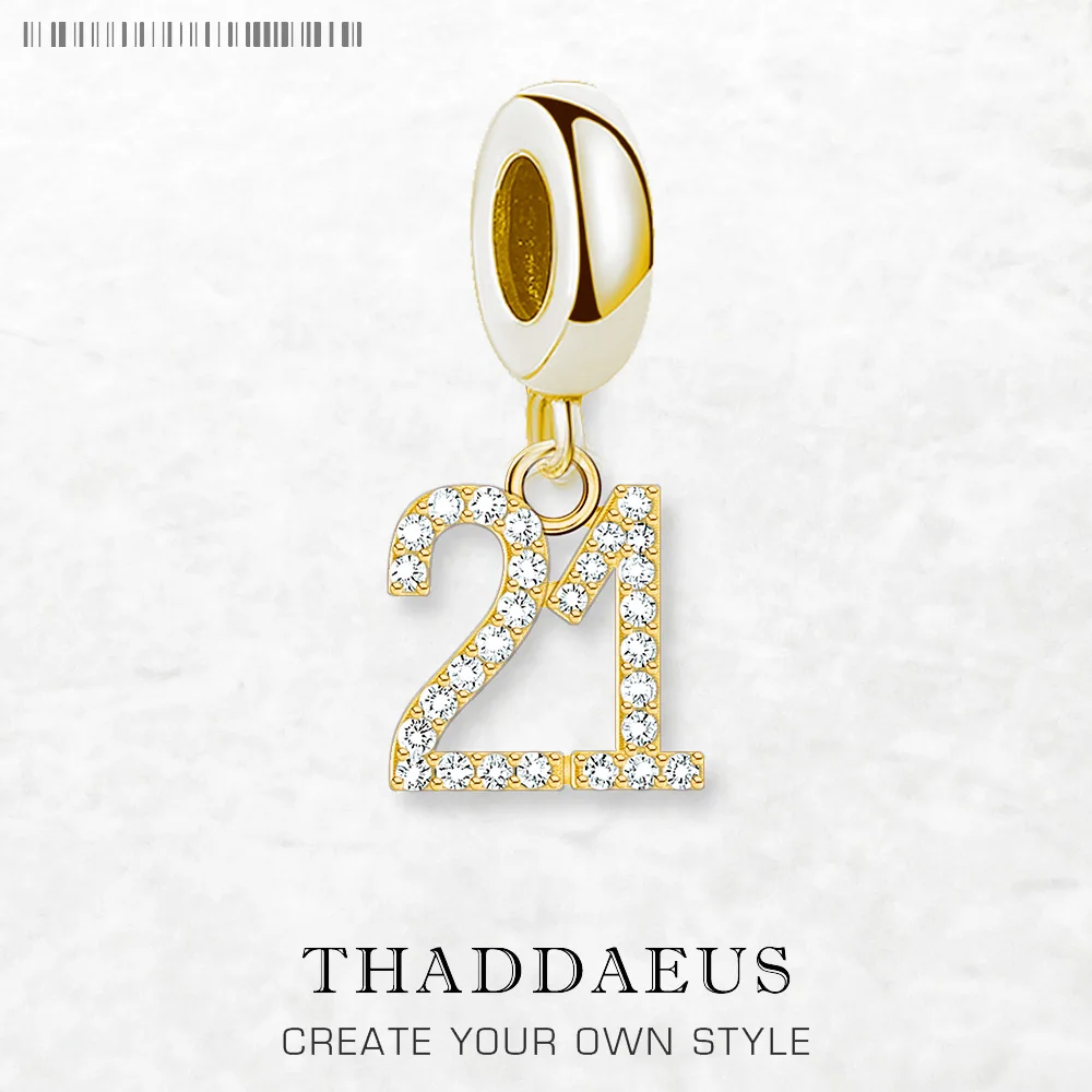 

Lucky Number 21 Gold Plated Dangle Charm Pendant Women Men Brand New Winter 925 Sterling Silver Vintage Jewelry Birthday Gift