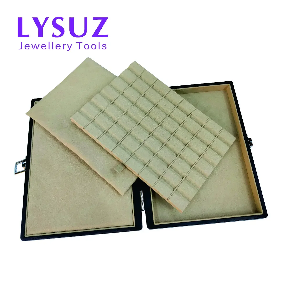 Lysuz-V Groove صينية تغليف المجوهرات ، جلد ، غطاء PU ، قابل للإزالة ، أحجار كريمة ، صندوق عرض ، حقيبة ألماس سائبة #6