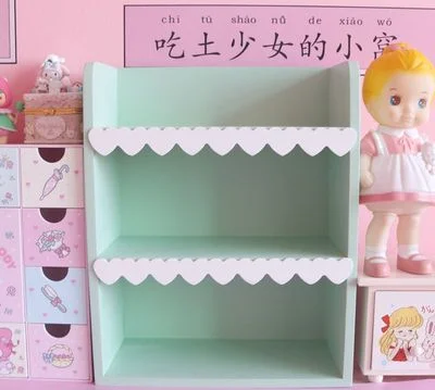 G&H ピンク木製 3 層棚ラブレースデスクトップ収納ラック化粧品仕上げ