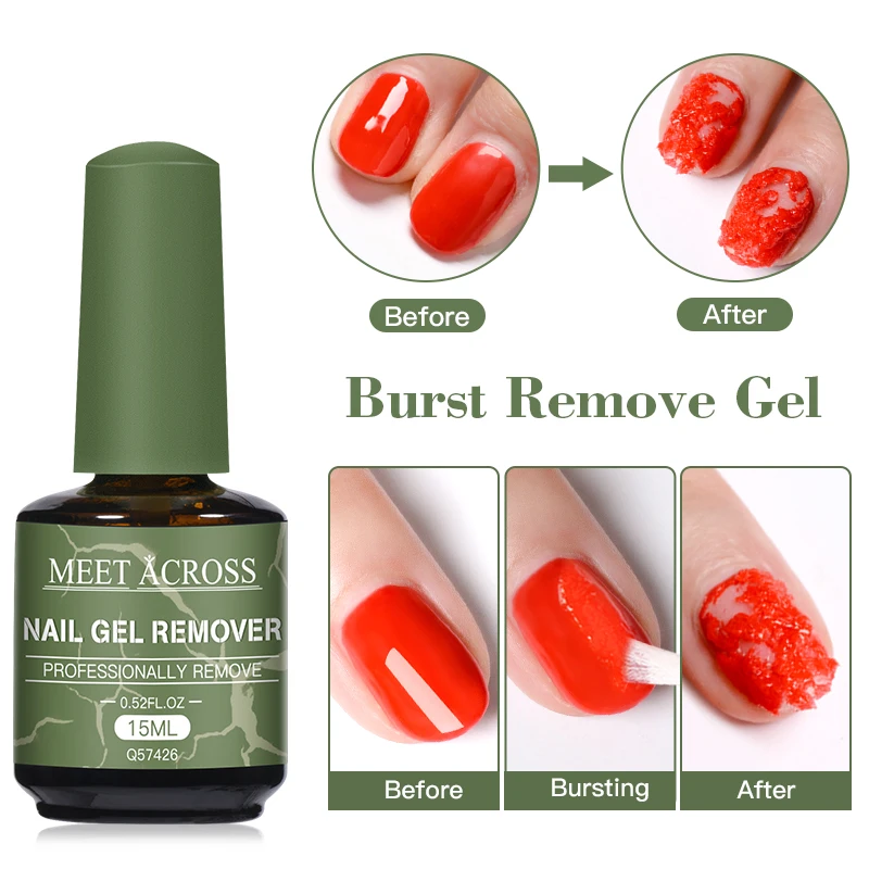 MEET ACROSS-Removedor Rápido de Gel Polonês de Unhas Mágico, Absorção UV, Verniz Semi Permanente, Ferramentas de Remoção de Nail Art, Manicure, 15ml