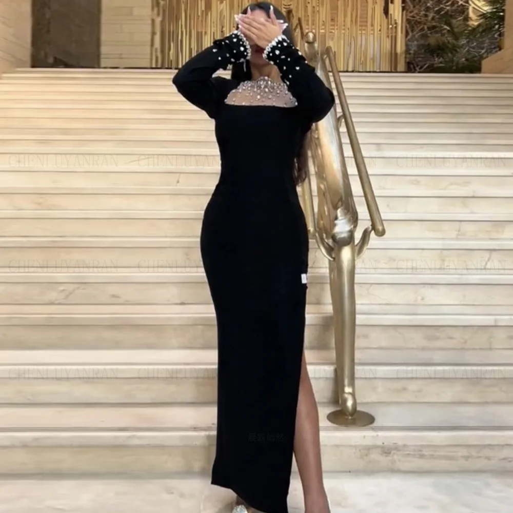 

Beading Crystal Formal Occasion Dresses 2023 Slit Long Sexy Party Dress Zipper High Quality Mermaid Evening Gowns فساتين حفلات