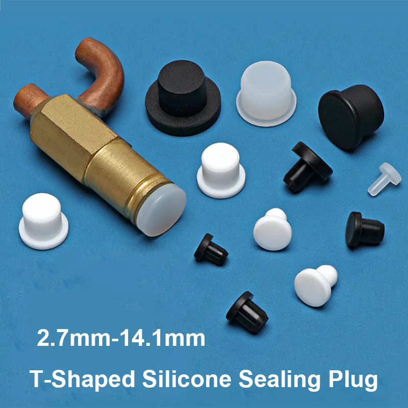 2.7mm-14.1mm Solid T-Shaped Silicone Sealing Plug Dustproof Hole End Cap Anti-Leak Masking Stopper For Anodizing Sandblasting