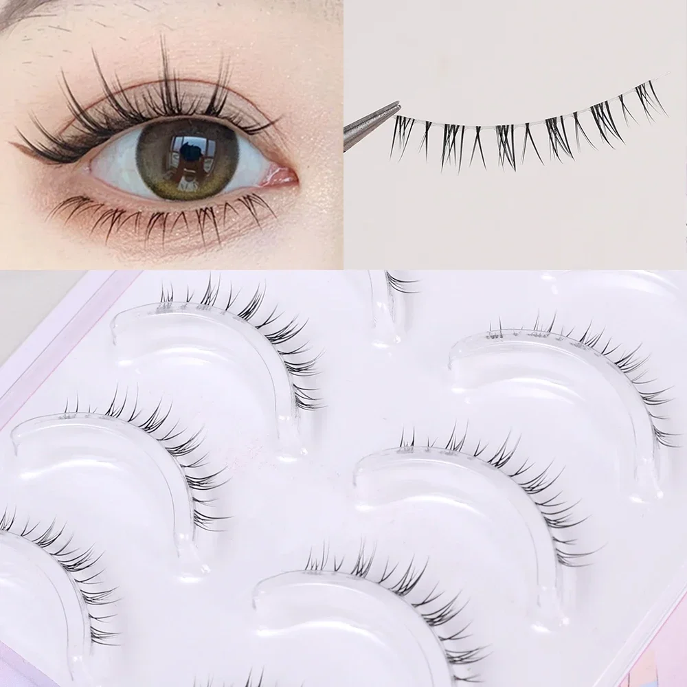 5mm Lower Eyelashes Manga Clear Band Fake Lashes Segmented Natural Under Lashes Manga Bottom Lashes Makeup Eyelash Makeup Tool