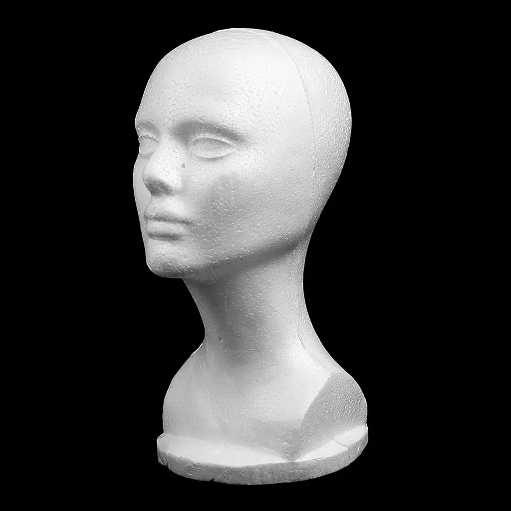 12'' Styrofoam Foam Mannequin Manikin Display Head Wig Hat Stand White Foams (White)