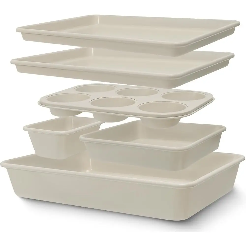 

Набор из 6 предметов для выпечки с антипригарным покрытием: противень для печенья, глубокая форма для запекания, квадратная форма, форма для хлеба, углеродистая сталь