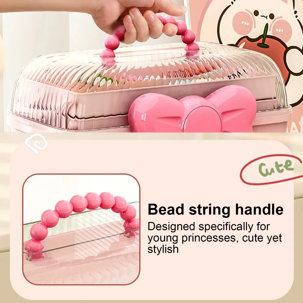 Cute Multi-layer Hairpin Storage Box Waterproof pp Jewellery Box Bowknot Hair Accessories Children