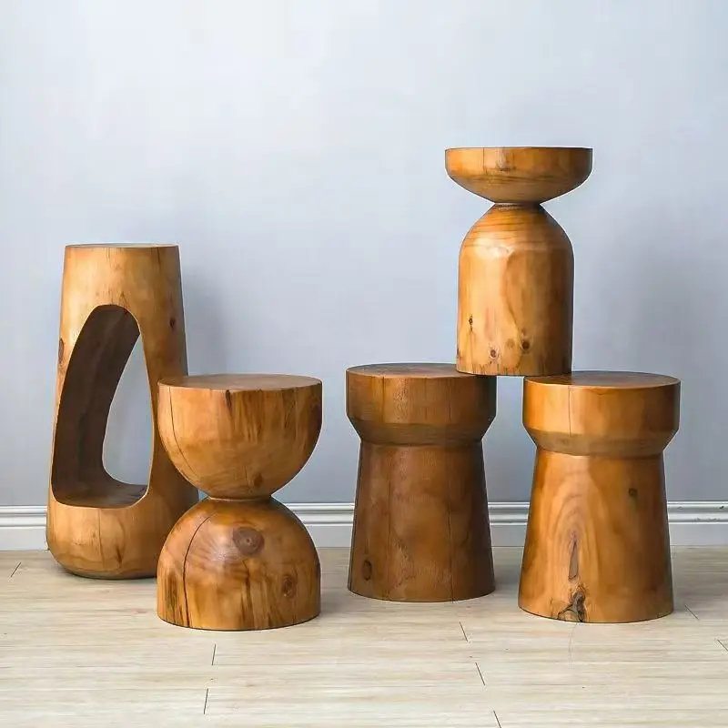 Ancient solid bamboo tea table, environmentally friendly carving angel characteristic traditional folk art bamboo handicraft