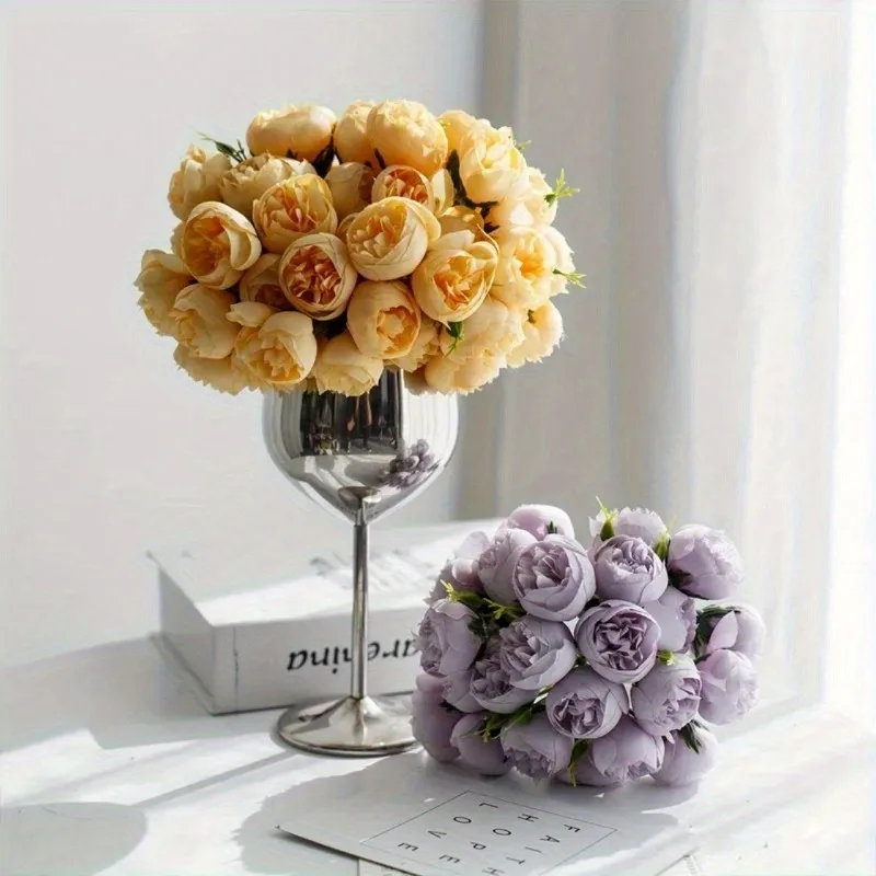 

27 Heads Artificial Silk Peony Bouquet Luxury Home Decoration Table Flower Photography Props Fake Flower Wedding Bride Flower