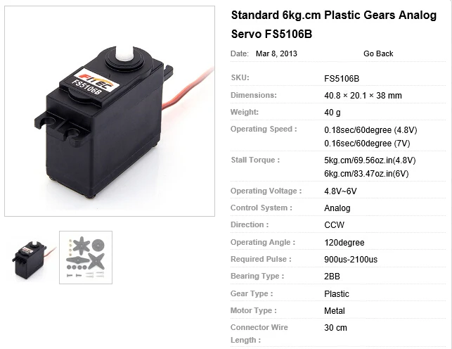 Futaba S3003 6kg Torque Plastic Gear SERVO for Boys' Remote Control Cars and Robots RC SERVOS Motor