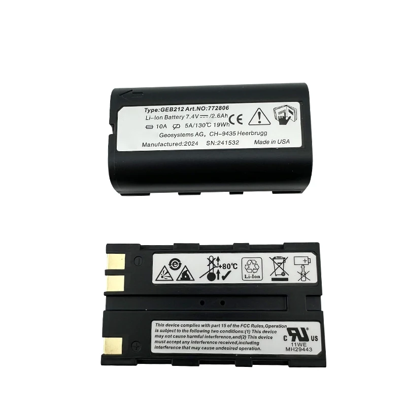 2PCS GEB212 Battery 7.4V 2600mAh For Leica ATX1200 ATX1230 GPS1200 GPS900 GRX1200 Total Stations Rechargeable