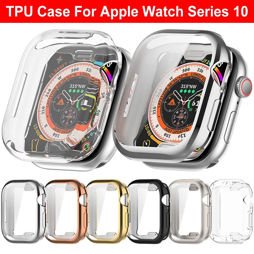 TPU Case Anti-Fall Dustproof Screen Protector Case For apple Watch 10 42mm 46mm Soft Multicolored bumper Screen Protection Case