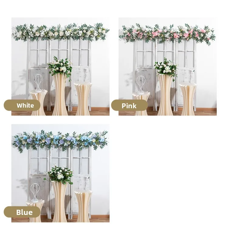Blaue Künstliche Hortensien-Rosen-Blumenreihe Hochzeits-Hintergrund Bogen Fensterdekoration Künstliche Blumenarrangements für Event-Dekoration – Detail 5
