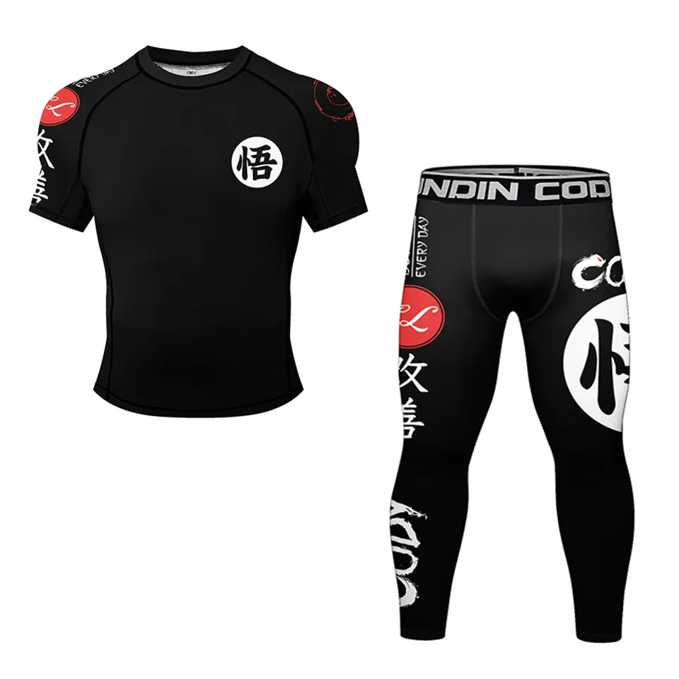Kimono Jiu Jitsu Mma T-shirt+Pant Rashguard For Men 4Pcs/Suits Muay thai MMA Shorts Bjj Gi Rash guard Boxing Jerseys Sportsuit