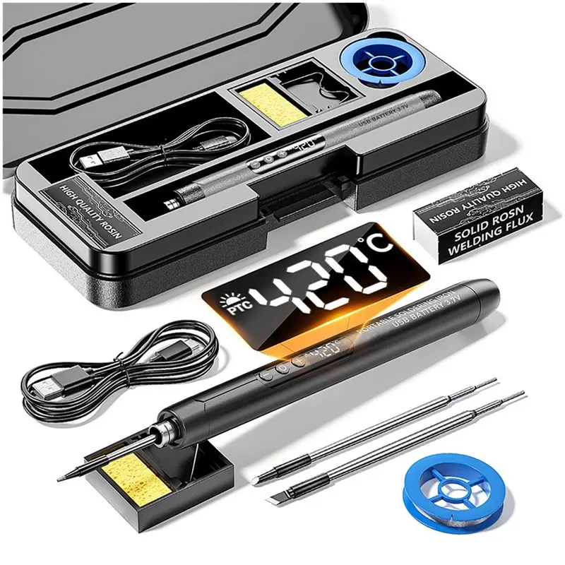 

ABXF-Soldering Iron Kit LED Digital Display Iron Type-C Interface Wireless Soldering Iron Kit Temperature Welding Tool