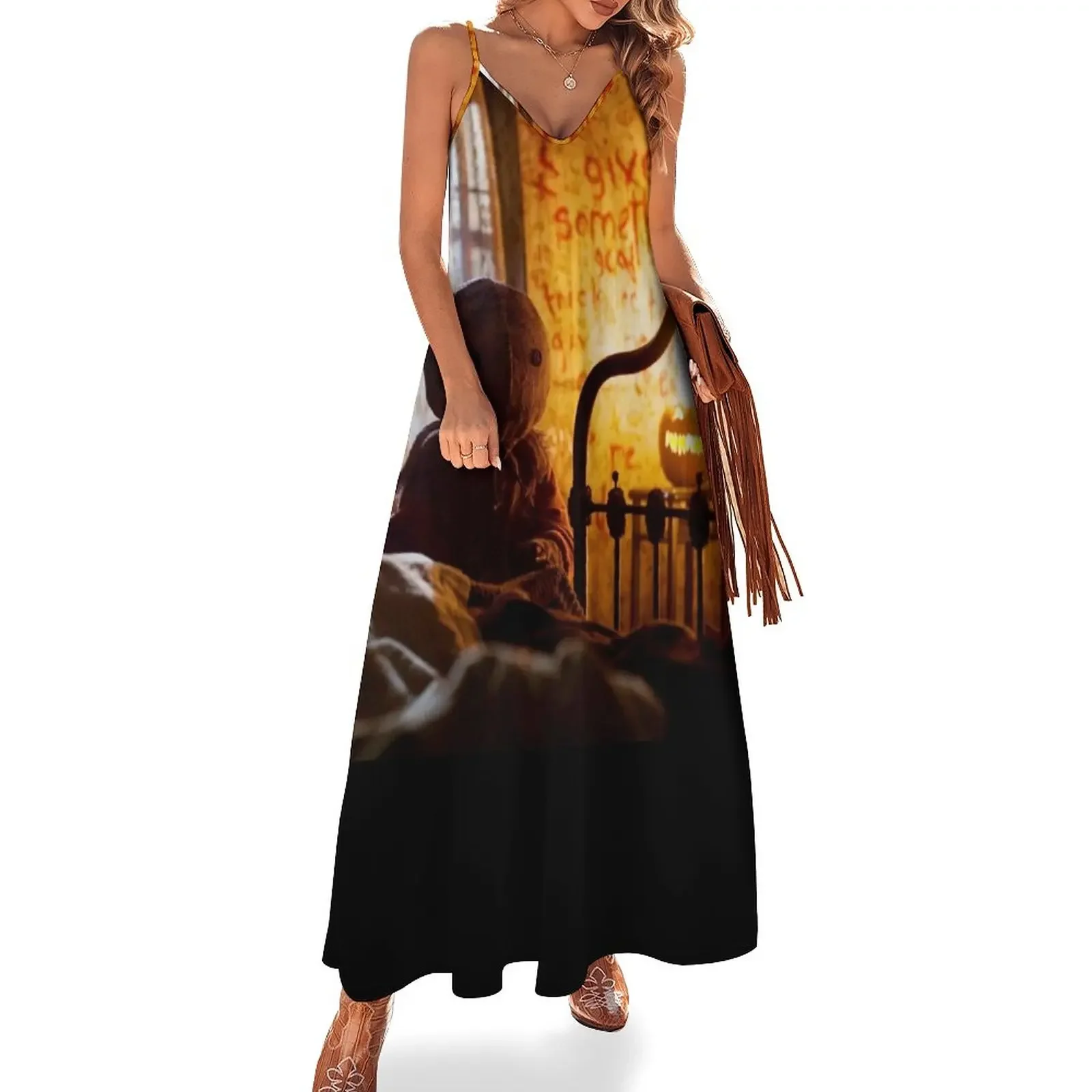 

Flaming Jack O Lantern Sleeveless Dress party dresses women Women's summer dresses women formal occasion dresses